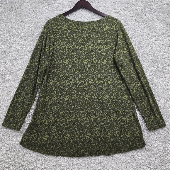 Cut Loose Shirt Women Large Green Floral Long Sleeve Pullover Stretch Goblincore - Picture 7 of 12